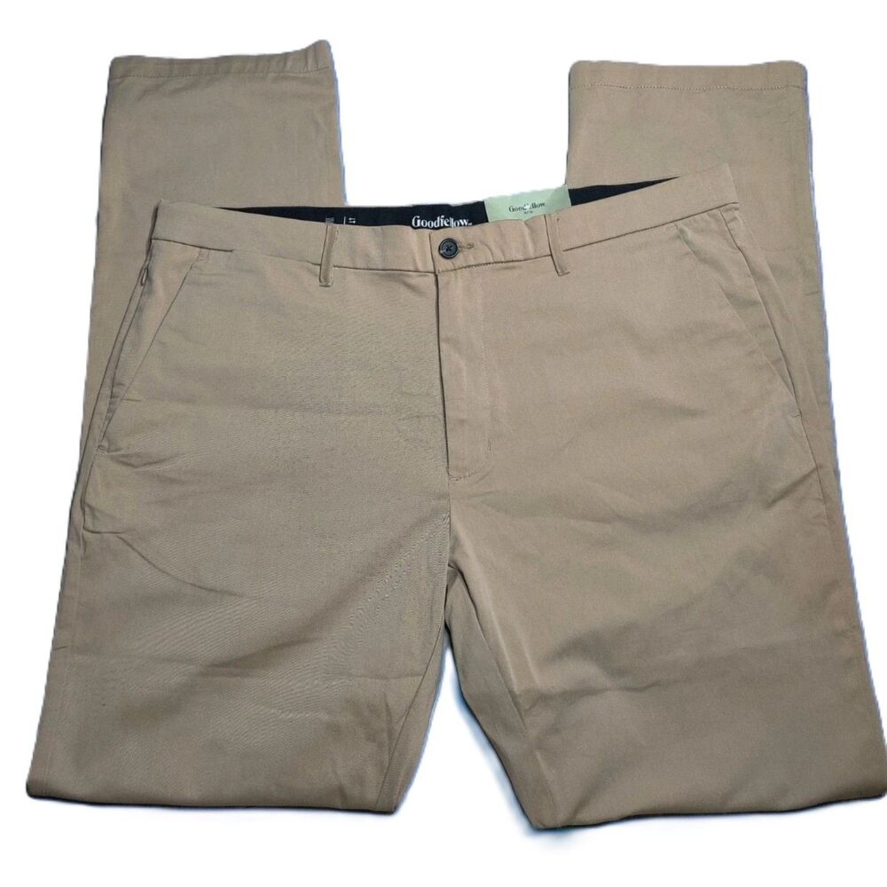 Goodfellow & Co Men’s Athletic Tech Chino Pants 42x36 Khaki Wrinkle Resistant